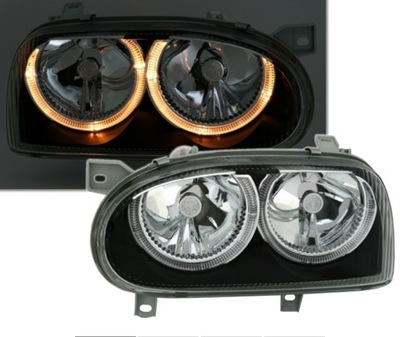 LAMPY VW GOLF 3 III 91-97R ANGEL EYES RINGI FK BLK