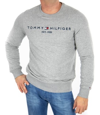 BLUZA TOMMY HILFIGER MĘSKA DUŻE LOGO KLASYCZNA SZARA XL