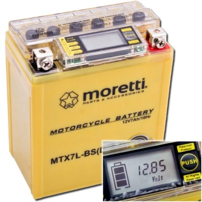 АКУМУЛЯТОР МОТОЦИКЛЕТНИЙ ГЕЛЕВИЙ WYŚWIETLAC LCD MORETTI MTX7L-BS 7 AH YTX7L-BS