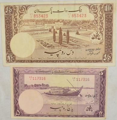 5.hc.Zest.Pakistan, Banknoty szt.2, 2/3+, 3+