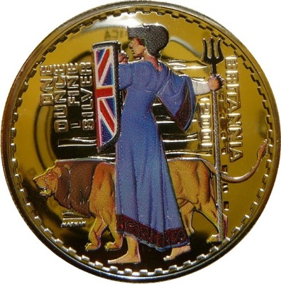 2 FUNT BRYTANIA 2001 BRITANNIA RYCERZ LEW Ag KOLOR