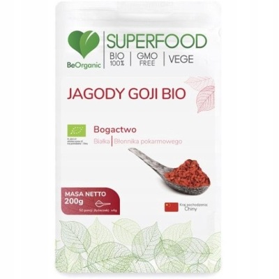 BEORGANIC ekologiczne Jagody Goji Bio proszek 200g