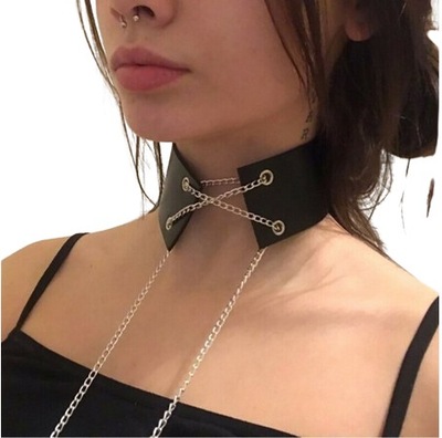 BDSM87 Skórzany naszyjnik Obroża CHOKER PUNK GOTH