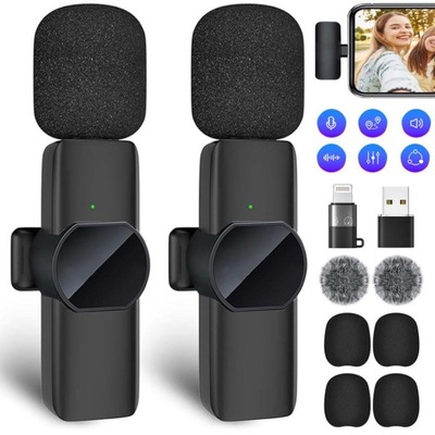 MIKROFON BEZPRZEWODOWY KRAWATOWY DO TELEFONU USB C / IPHONE 16 15 14 13 12