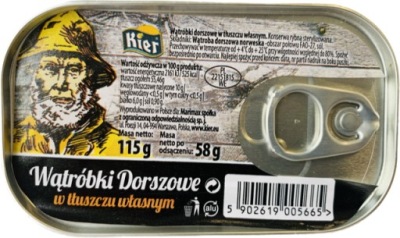 WĄTRÓBKI RYBNE DORSZOWE W TŁUSZCZU WŁASNYM 115 G KIER