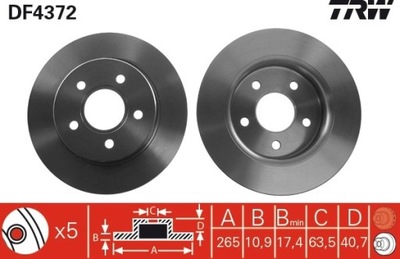 2 PIEZAS DISCO DE FRENADO FORD PARTE TRASERA FOCUS DF4372  