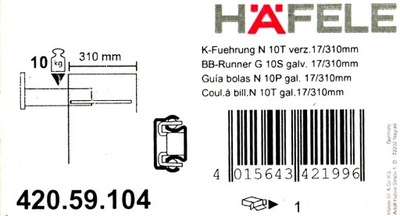 HAFELE 420.59.104 PROWADNICA DO SZUFLADY