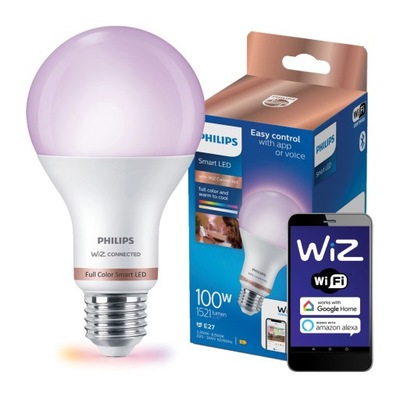 Żarówka LED E27 13W 100W RGB Inteligentna SMART WiFi Aplikacja WiZ Philips