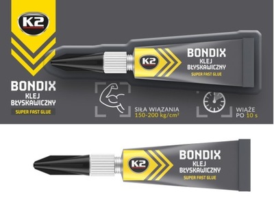 K2 BONDIX СУПЕР GLUE СИЛЬНЫЙ УНИВЕРСАЛЬНИЙ КЛЕЙ SZYBKOSCHNĄCY BŁYSKAWICZNY 3G