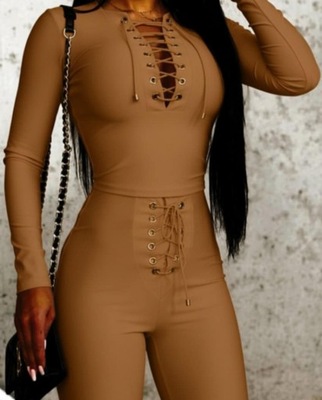 KOMPLET dopasowany karmelowy