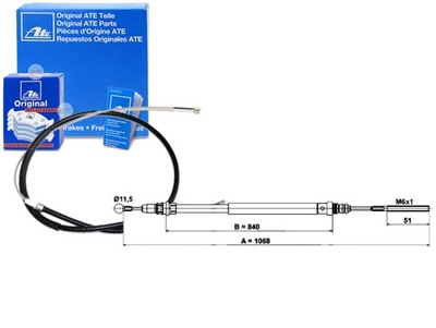 Ate трос тормоза ручного citroen c8 fiat ulysse фото №1