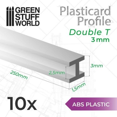 GSW 9126 ABS Plasticard - Profile DOUBLE-T 3mm (op. 10szt)