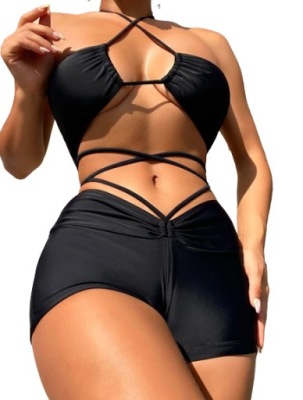 SHEIN STRÓJ DWUCZĘŚCIOWY CZARNY KOMPLET XL ŁFX