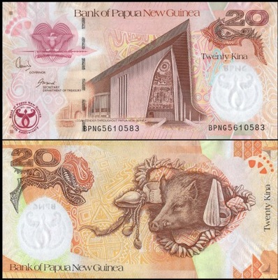 Papua Nowa Gwinea 20 Kina 2008 P-36 UNC Okolicz.