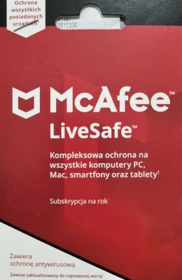 McAfee LiveSafe bez limitu stanowisk na 1 rok