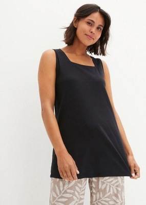 1U1K28 BONPRIX TOP PRĄŻKOWANY CZARNY DŁUGI 48/50