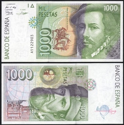 $ Hiszpania 1000 PESETAS P-163 UNC 1992