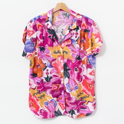 Koszula Vintage w kwiaty lata 90's kolorowa damska XXL