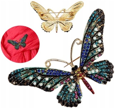 Broszka z cyrkoniami Motyl Motylek Cyrkonie Owad Przywieszka Kryształy