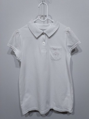 TU biała koszulka polo z kieszonką 134/140 cm