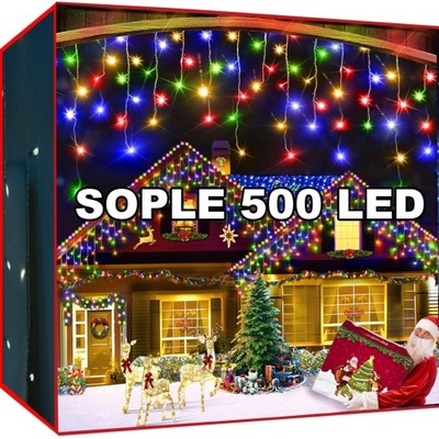 SOPLE 500 LED LAMPKI CHOINKOWE ŚWIATEŁKA ZEWNĘTRZNE WEWNĘTRZNE MULTIKOLOR