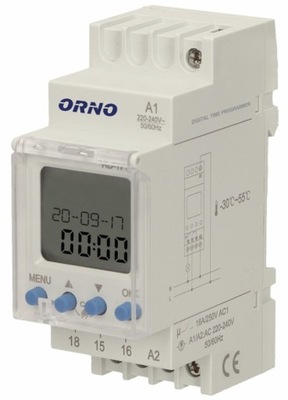 Programator czasowy 7dn 24-264V AC/DC ORNO 2-wyj 2300W 100 programów LCD