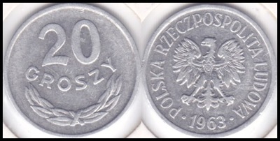 POLSKA - 20 groszy z 1963 roku. Z 8255.