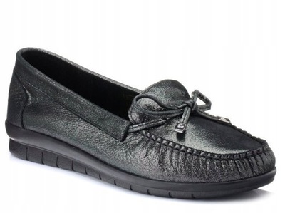 ESPADRYLE SLIP-ON CZARNE SKÓRZANE SW 003-1 37