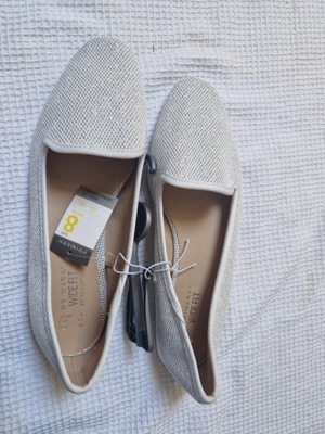 PRIMARK SLICZNE BALERINY WIDE FIT SILVER 41 (8UK)