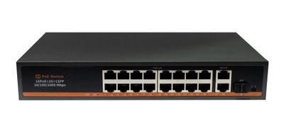 Switch 16x PoE 10/100 Mbps 802.3af/at+2x Uplink 100/1000 Mbps + 1x SFP 250W