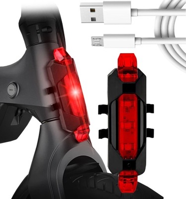 Lampka na Rower Tył Rowerowa Tylna LED Przewód USB