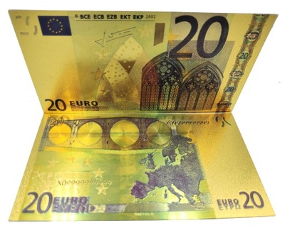 Kolekcjonerski Banknot 20 EURO Pozłacany