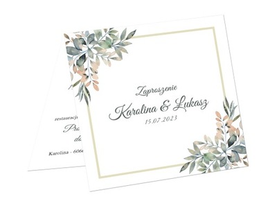 Zaproszenie personalizowane z kopertą na ślub 6szt