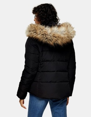 TOPSHOP R.36 26R03TBLK PIKOWANA KURTKA SZTUCZNE FUTERKO PARKA