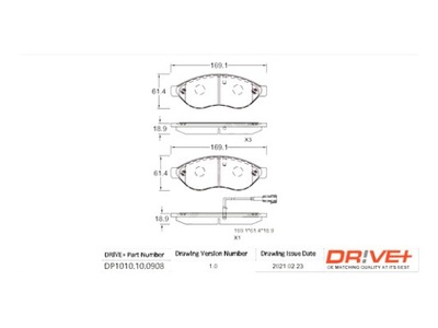 DRIVE+ ZAPATAS DE FRENADO PARTE DELANTERA FIAT DUCATO 10 14 06-  