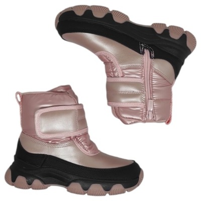 Kozaki Trapery Śniegowce BUTY ZIMOWE dziewczęce Ocieplane Różowe Clibee 32