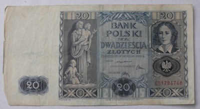 Banknot 20 zł 1936 r. Ser. CS