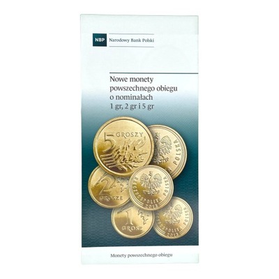Folder emisyjny - Monety obiegowe 1 gr, 2 gr, 5 gr 2013 - The Royal Mint