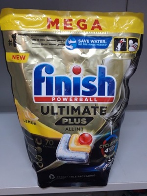 Finish Ultimate Plus Lemon Kapsułki do mycia naczyń w zmywarce 854 g 70szt