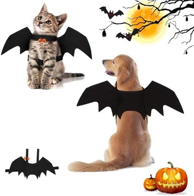 Kot domowy pies Skrzydła nietoperza Dekoracja na imprezę Halloween czarny