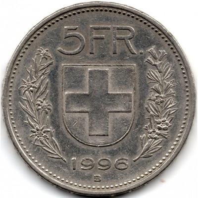 5 Francs franków 1996 Szwajcaria