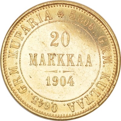 22.FINLANDIA, MIKOŁAJ II, 20 MARKKAA 1904