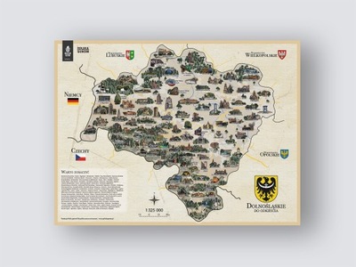 Mapa plakat zdrapka „Dolnośląskie do odkrycia” Dolny Śląsk 80x60cm złota