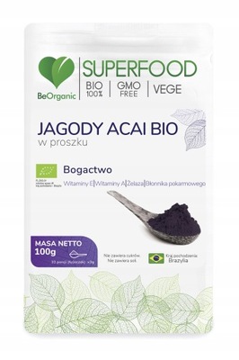 BeOrganic JAGODY ACAI BIO 100g SuperFood Witaminy