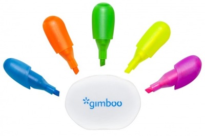 Zakreślacz 5 kolorów w kształcie rączki Gimboo