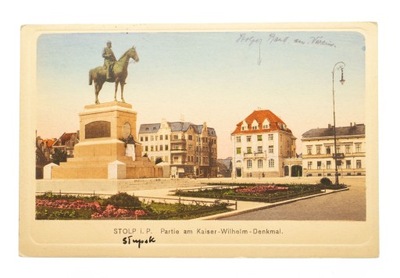 SŁUPSK - RYNEK, POMNIK WILHELMA I 1918