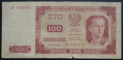 BANKNOT 100 STO ZŁOTYCH 1948 NARODOWY BANK POLSKI ORYGINAŁ AF 1024625