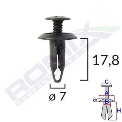 ШТИФТ ДЮБЕЛЬ ПІДКРИЛЬНИКА 7MM FORDA X10SZT