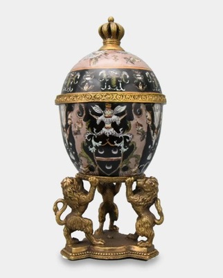 Porcelanowa Szkatułka Jajo ala Faberge z Lwami