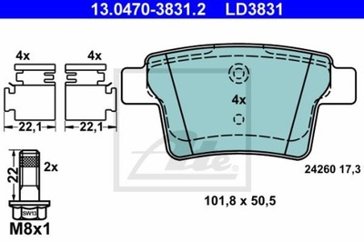 ZAPATAS HAM. CERÁMICOS FORD MONDEO 3 04-07 PARTE TRASERA  